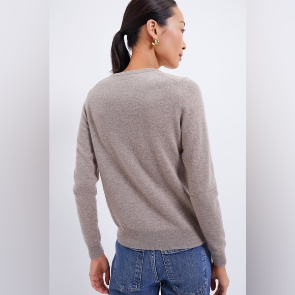 NWT Tuckernuck Lurex Metallic Wheat Cashmere Crewneck Pullover Sweater sz large - Picture 2 of 13